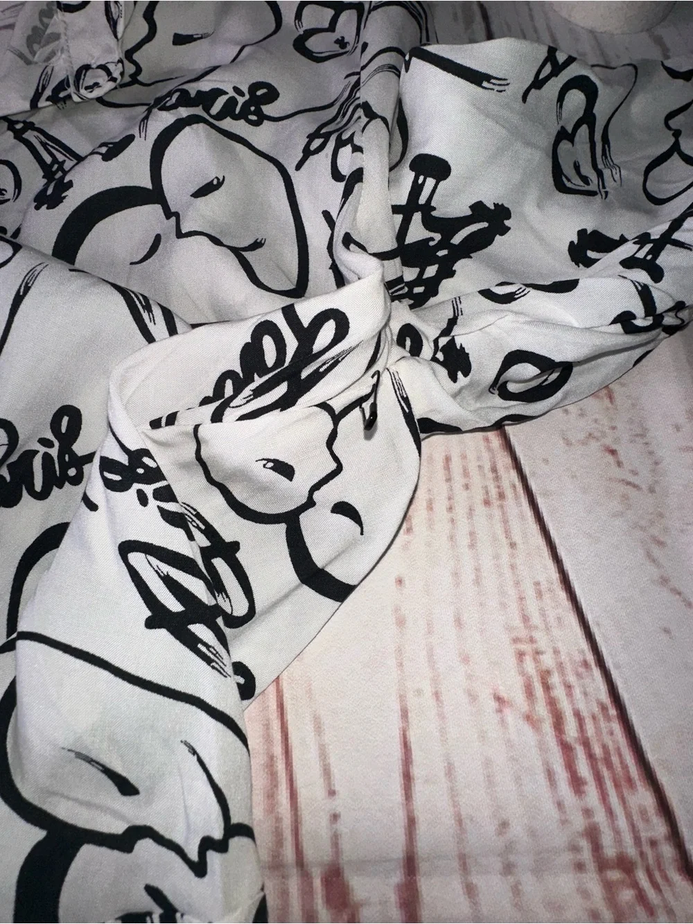 Graphic Paris Print White Button-Down Shirt